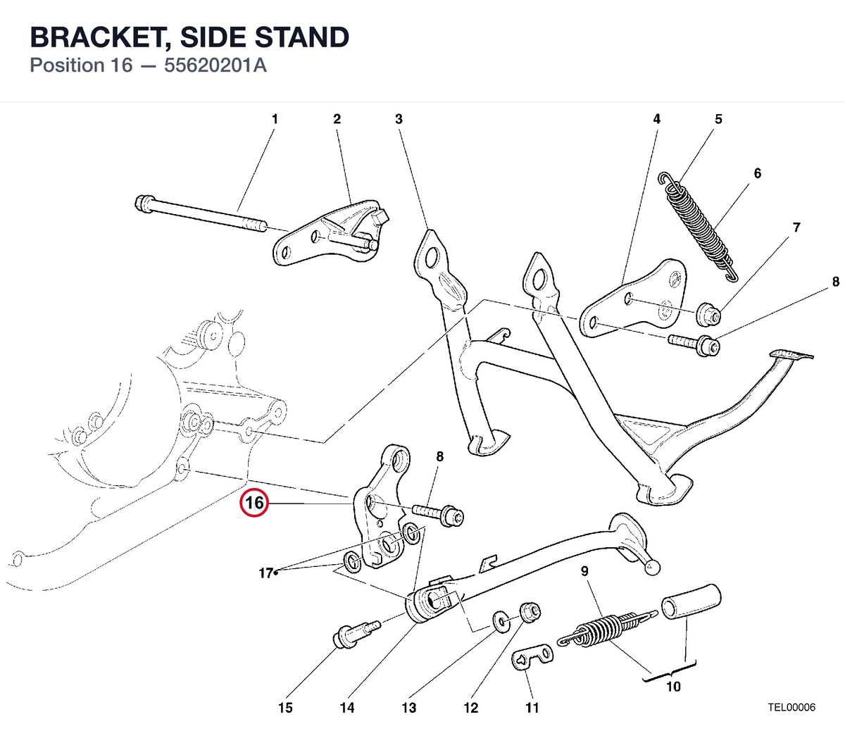 BRACKET, SIDE STAND 55620201A diagram position