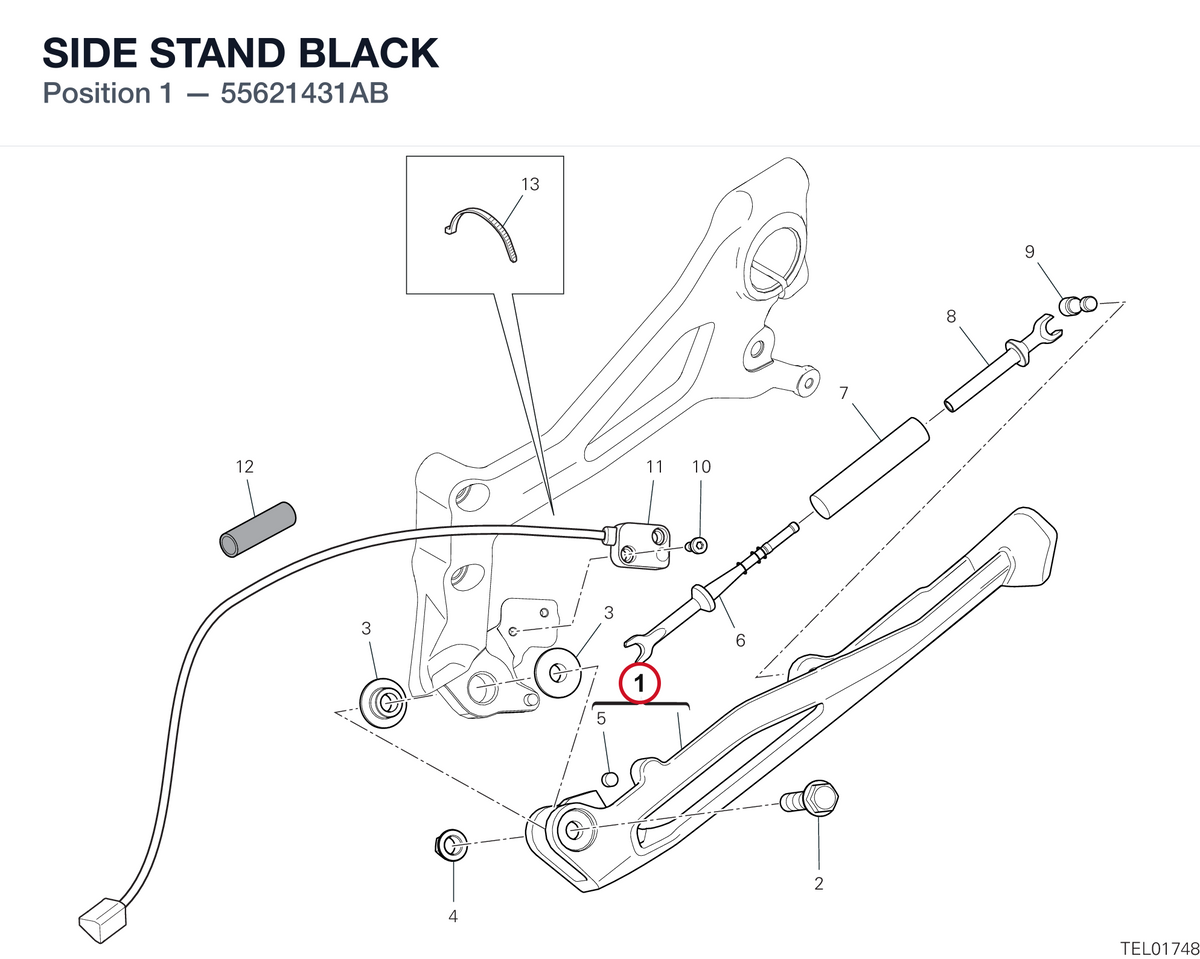 SIDE STAND BLACK 55621431AB diagram position