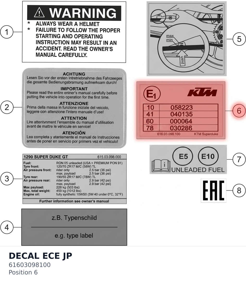 Diagram preview: DECAL ECE JP (61603098100)
