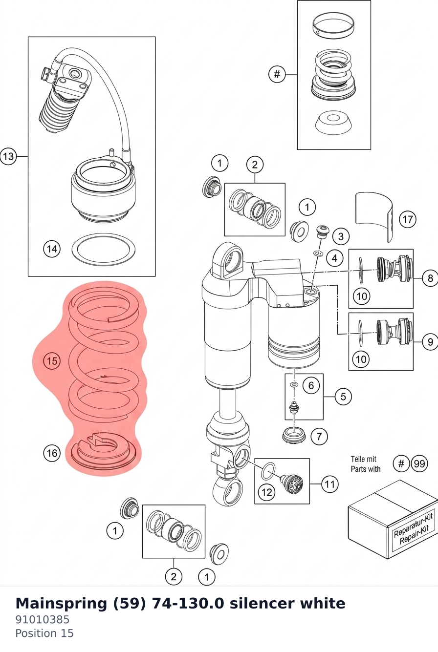 Diagram preview: Mainspring (59) 74-130.0 silencer white (91010385)