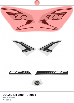 Diagram preview: DECAL KIT 200 RC  2014 (90908099000)