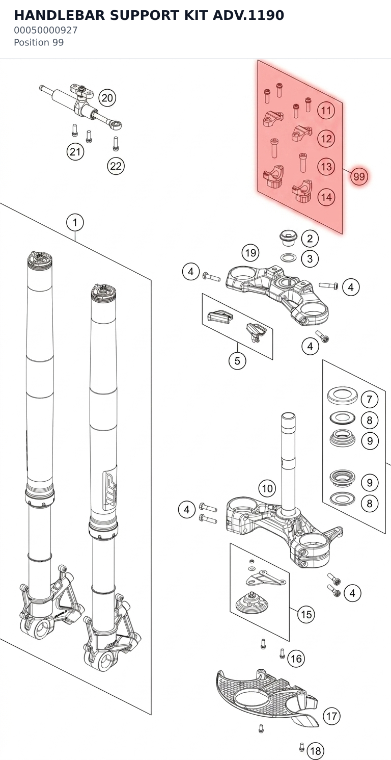 Diagram preview: HANDLEBAR SUPPORT KIT ADV.1190 (00050000927)
