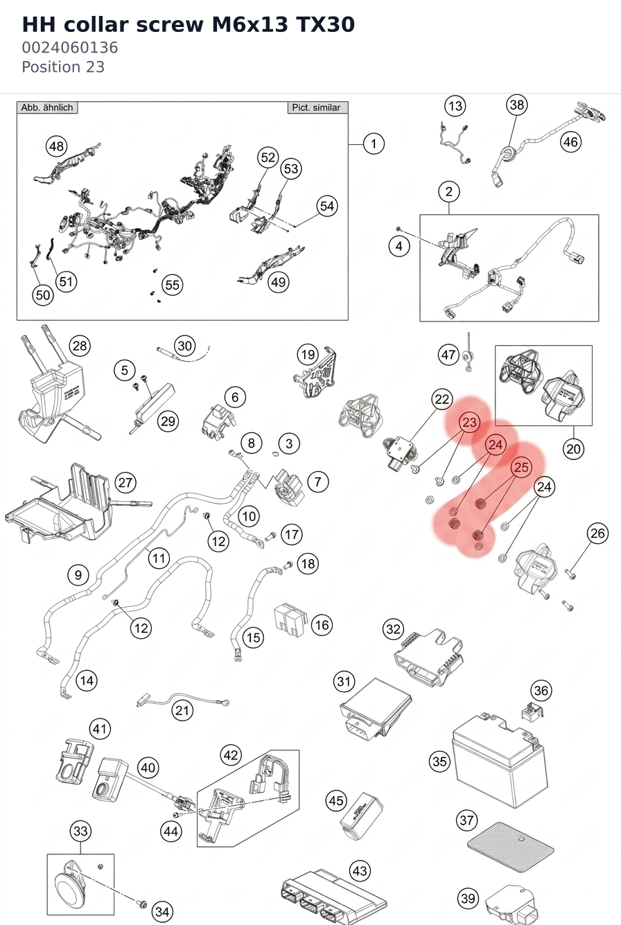 Diagram preview: HH collar screw M6x13 TX30 (0024060136)
