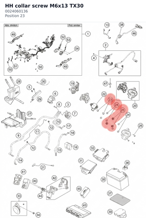 Diagram preview: HH collar screw M6x13 TX30 (0024060136)