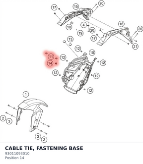 Diagram preview: CABLE TIE, FASTENING BASE (93011093010)