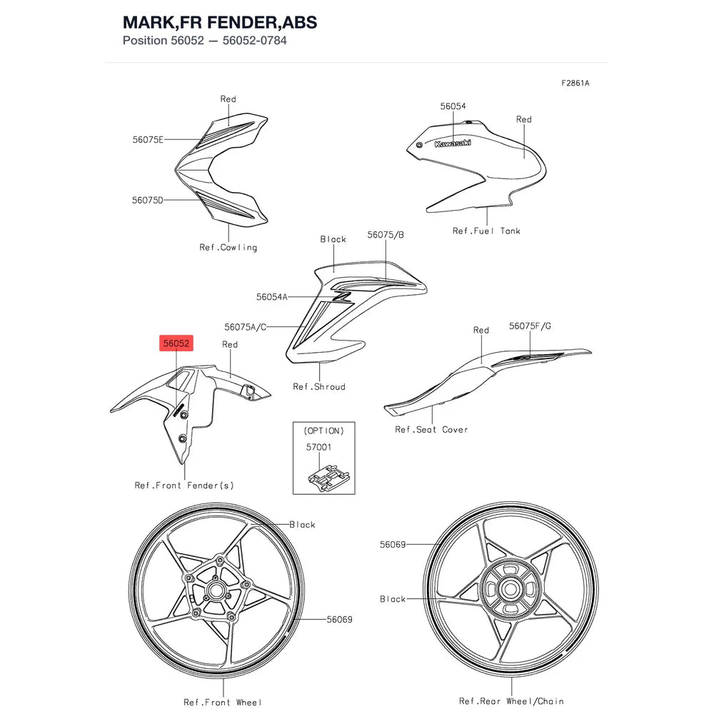 Kawasaki OEM – MARK,FR FENDER,ABS product image
