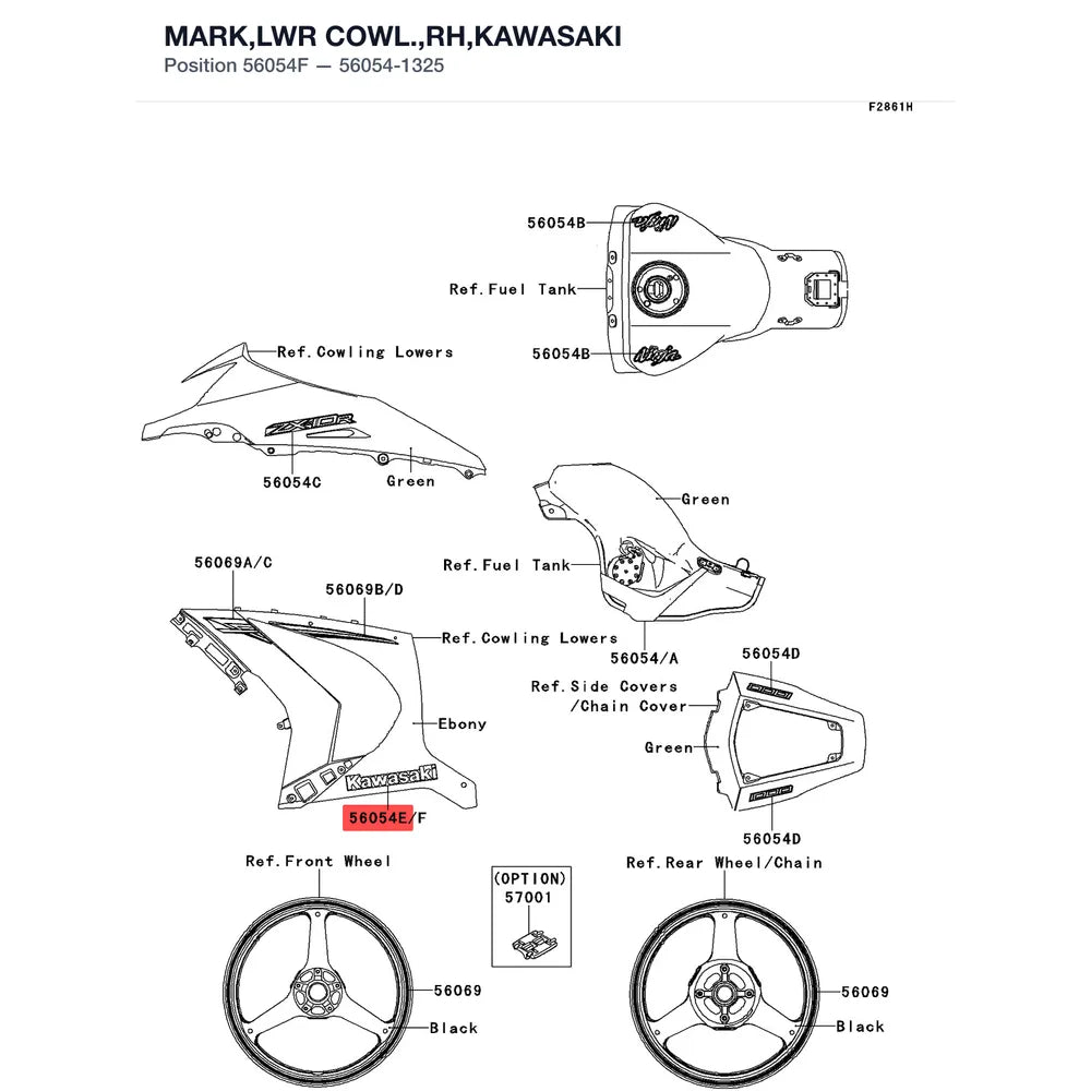 Kawasaki OEM – MARK,LWR COWL.,RH,KAW product image