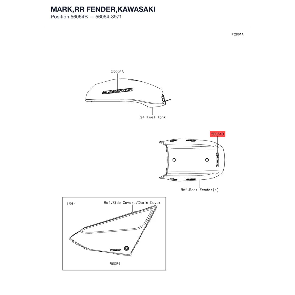 Kawasaki OEM – MARK,RR FENDER,KAWASA product image