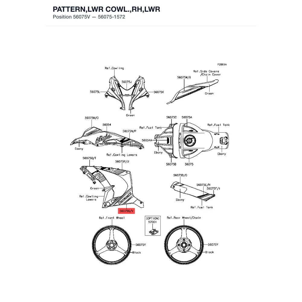 Kawasaki OEM – PATTERN,LWR COWL.,RH, product image