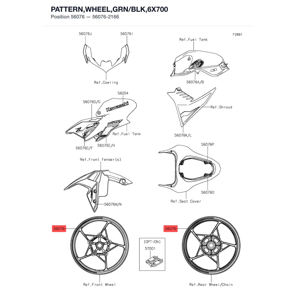 Kawasaki OEM – PATTERN,WHEEL,GRN/BLK product image