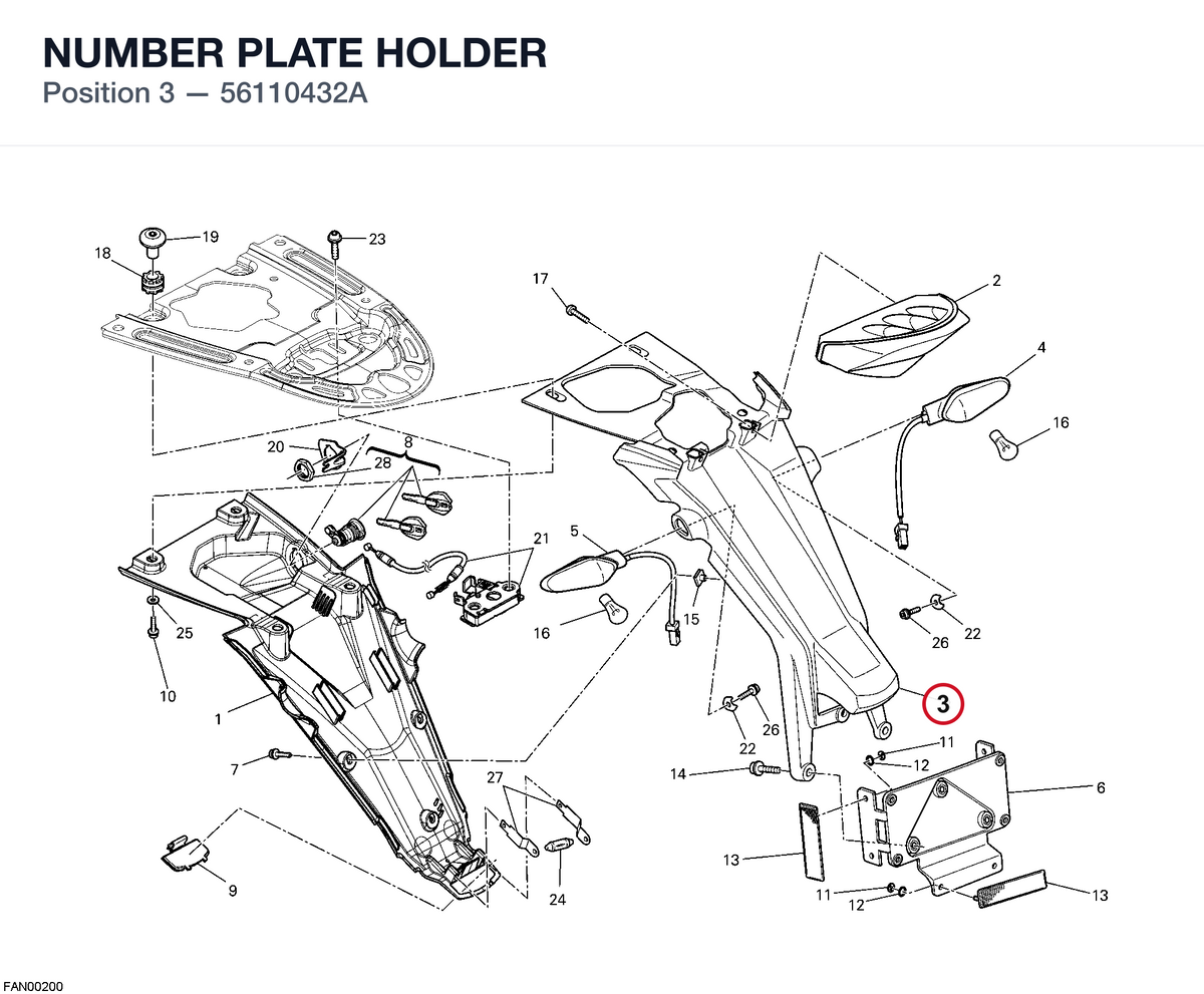 NUMBER PLATE HOLDER 56110432A diagram position
