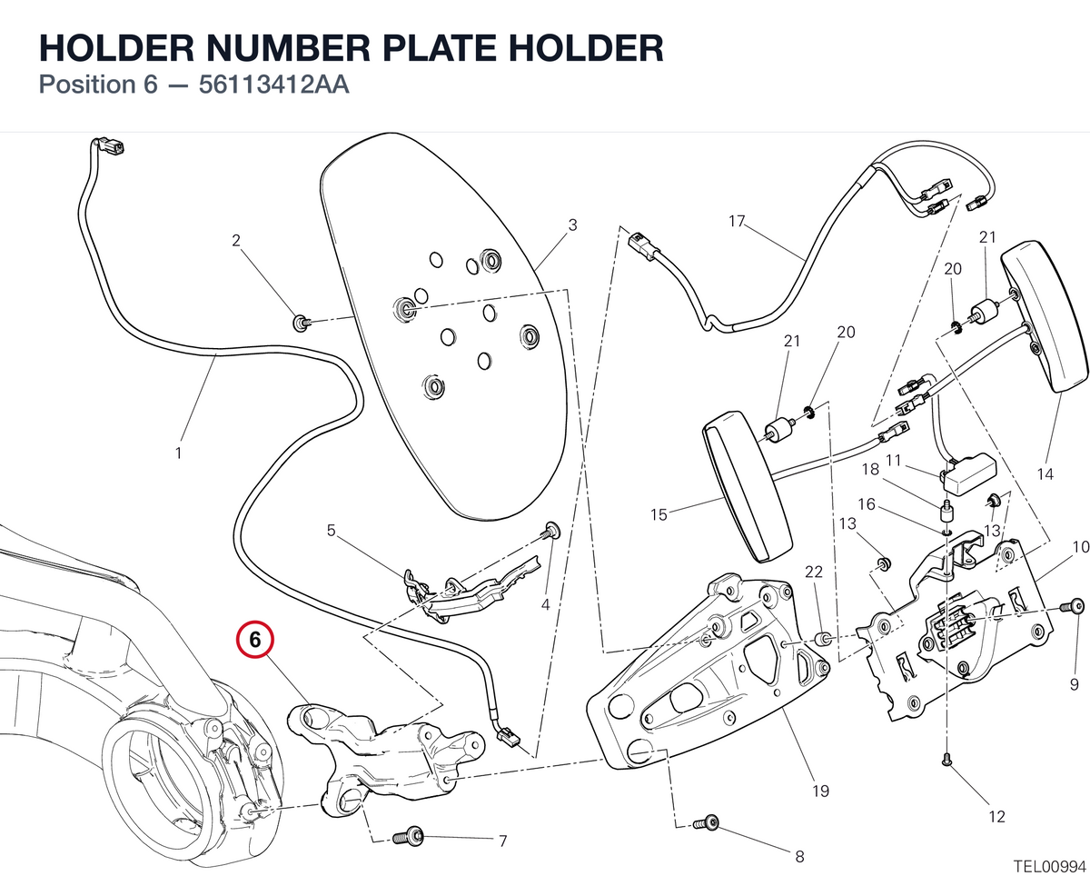 HOLDER NUMBER PLATE HOLDER 56113412AA diagram position