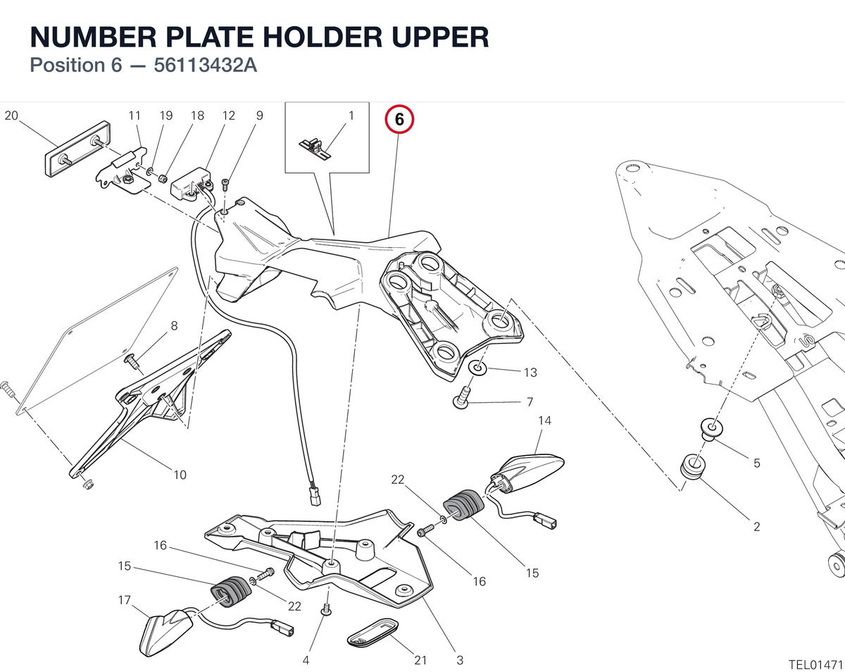 NUMBER PLATE HOLDER UPPER 56113432A diagram position