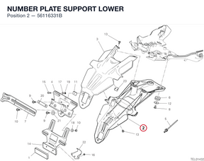 NUMBER PLATE SUPPORT LOWER 56116331B diagram position