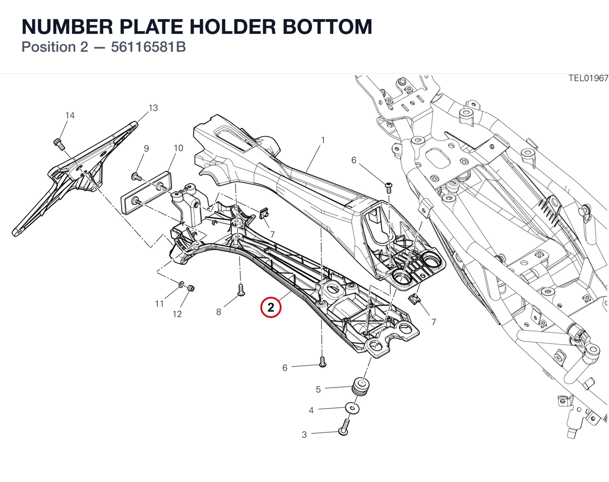 NUMBER PLATE HOLDER BOTTOM 56116581B diagram position