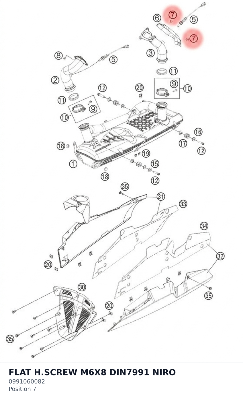 Diagram preview: FLAT H.SCREW M6X8 DIN7991 NIRO (0991060082)