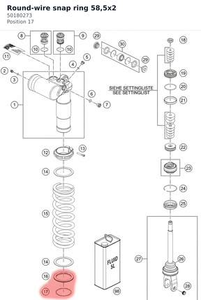 Diagram preview: Round-wire snap ring 58,5x2 (50180273)