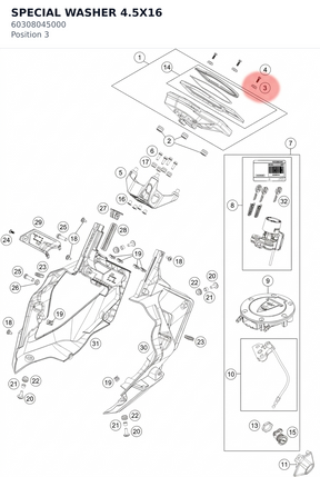 Diagram preview: SPECIAL WASHER 4.5X16 (60308045000)
