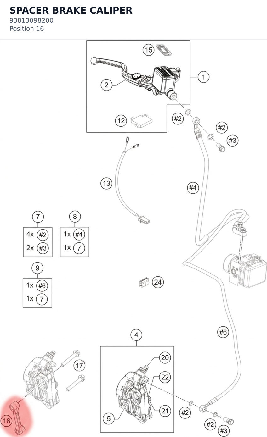 Diagram preview: SPACER BRAKE CALIPER (93813098200)