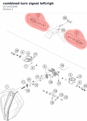 Diagram preview: combined turn signal left/righ (61714125000)