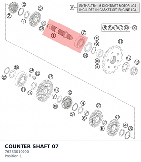Diagram preview: COUNTER SHAFT 07 (76233010000)