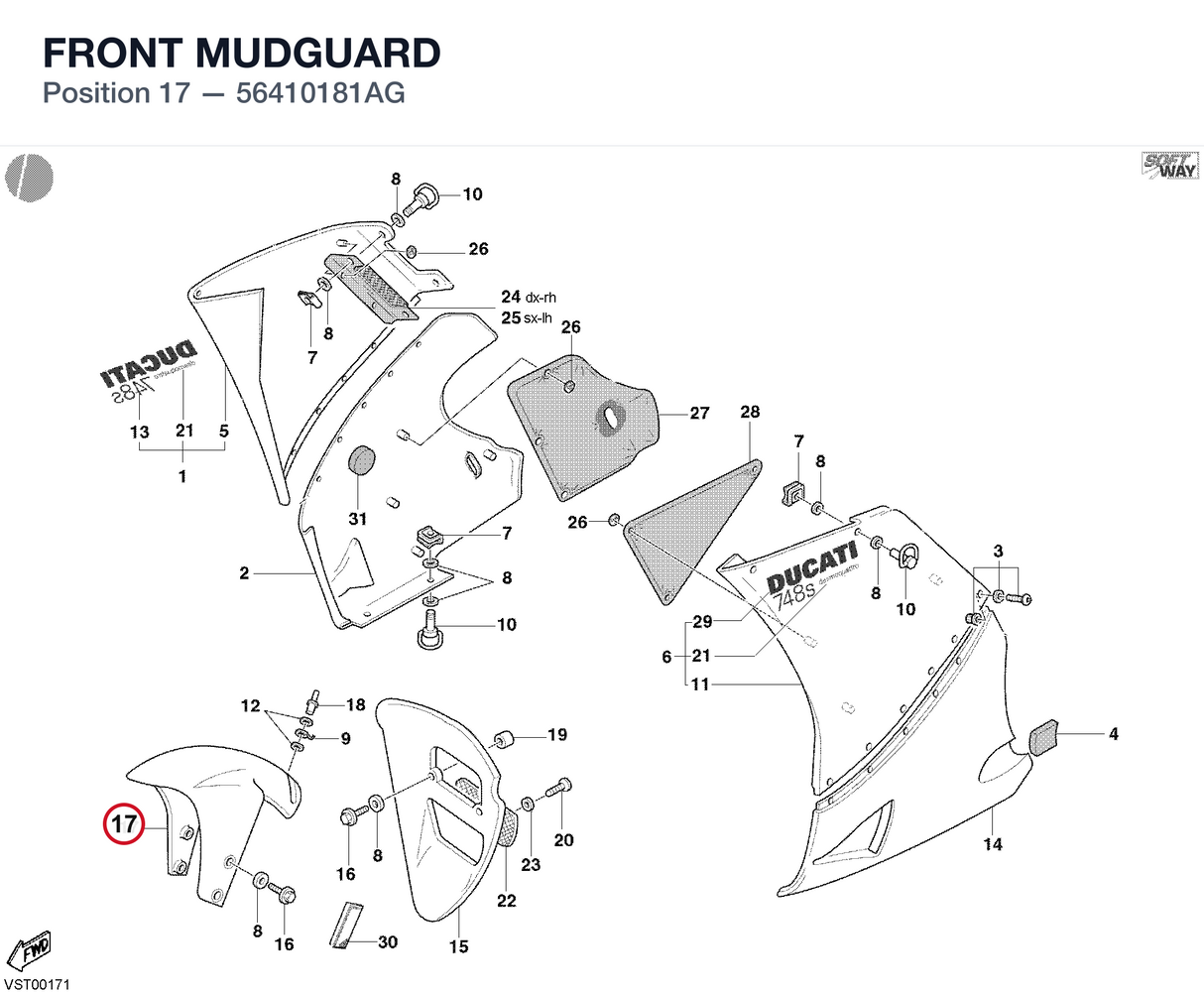 FRONT MUDGUARD 56410181AG diagram position