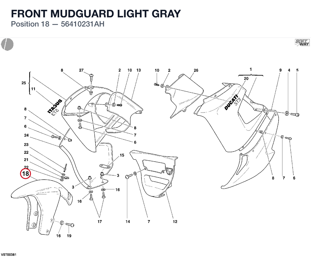 FRONT MUDGUARD LIGHT GRAY 56410231AH diagram position