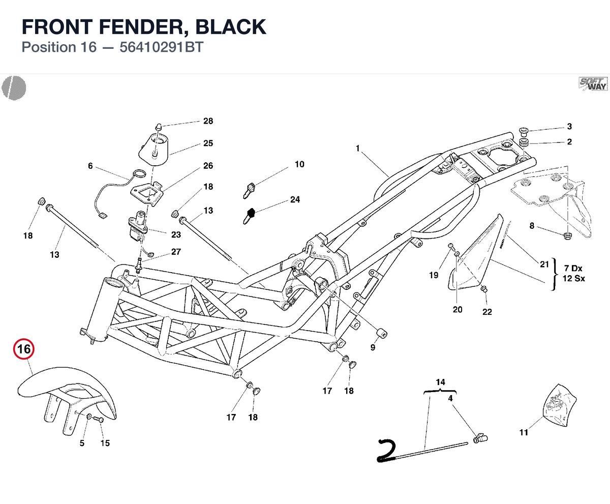 FRONT FENDER, BLACK 56410291BT diagram position