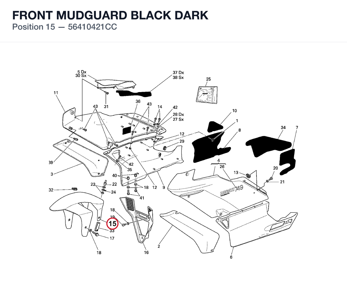 FRONT MUDGUARD BLACK DARK 56410421CC diagram position