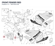 FRONT FENDER RED 56410421CW diagram position