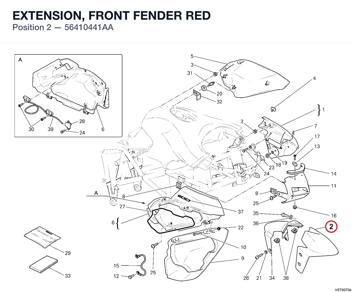 EXTENSION, FRONT FENDER RED