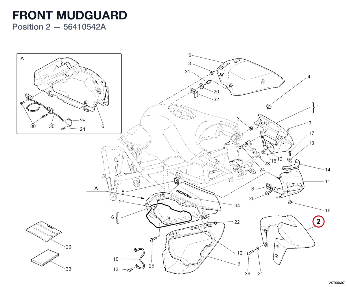 FRONT MUDGUARD 56410542A diagram position
