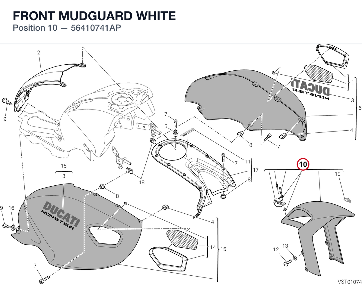 FRONT MUDGUARD WHITE 56410741AP diagram position