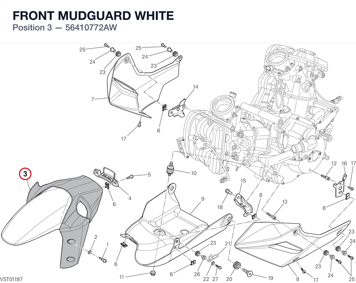 FRONT MUDGUARD WHITE 56410772AW diagram position