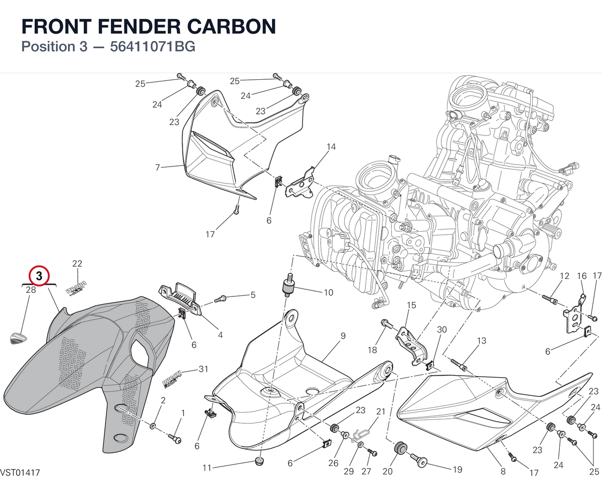 FRONT FENDER CARBON 56411071BG diagram position