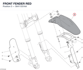 FRONT FENDER RED 56411331AA diagram position