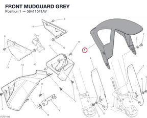FRONT MUDGUARD GREY 56411541AV diagram position
