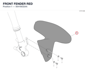 FRONT FENDER RED 56416632AA diagram position