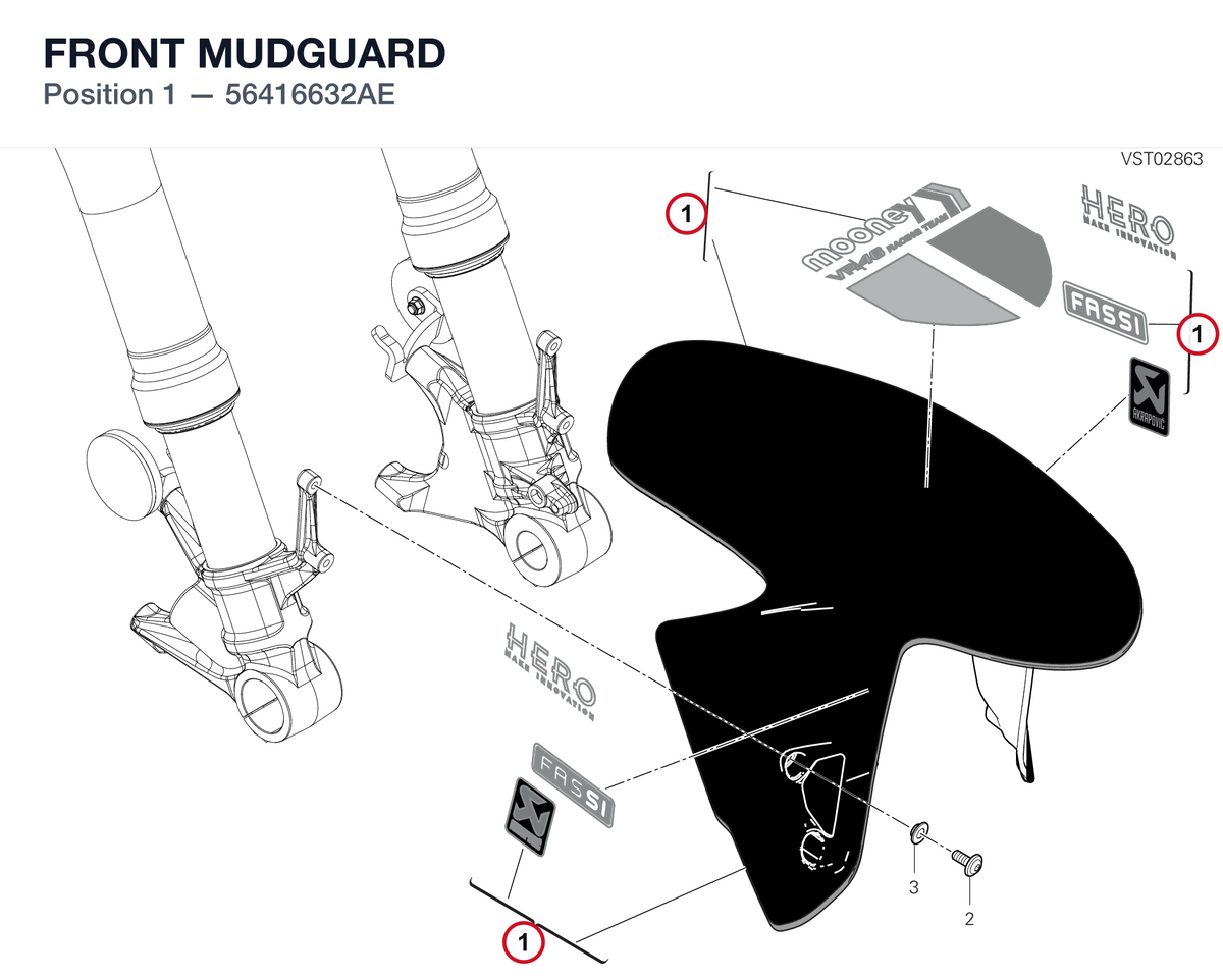 FRONT MUDGUARD 56416632AE diagram position
