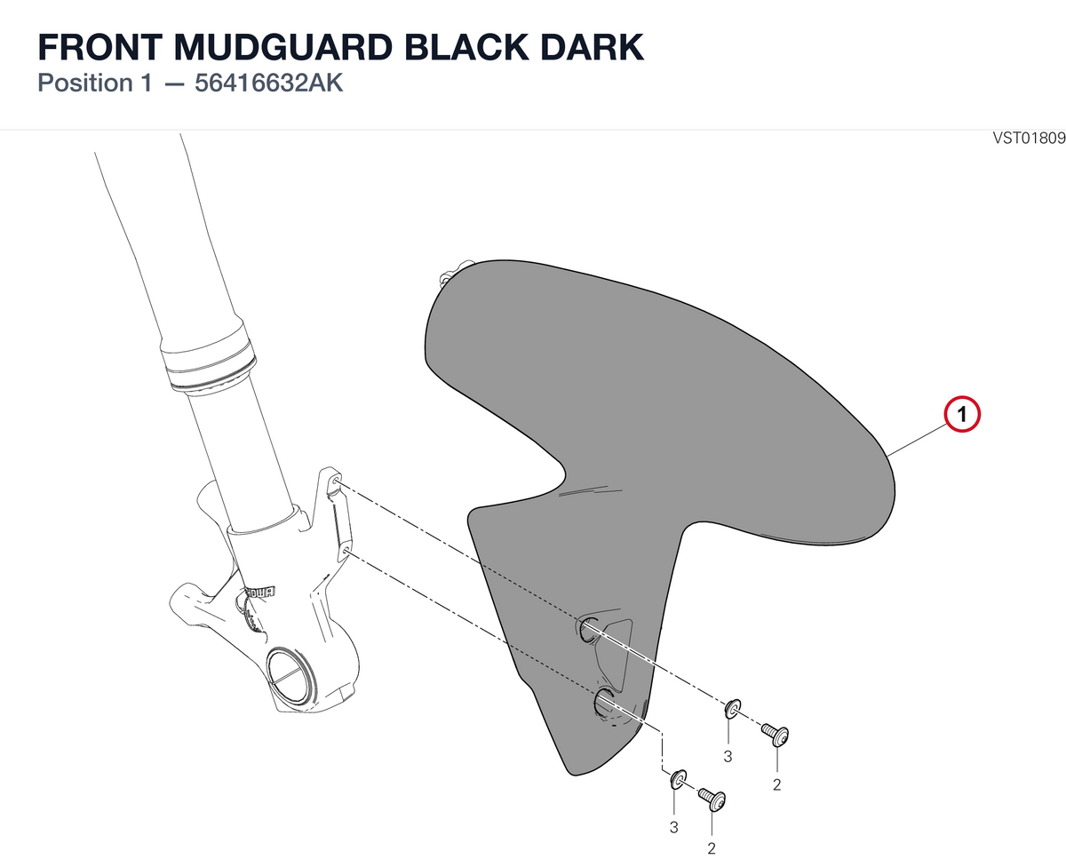 FRONT MUDGUARD BLACK DARK 56416632AK diagram position