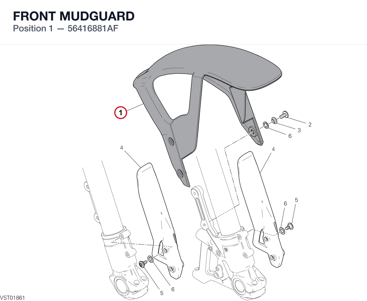 FRONT MUDGUARD 56416881AF diagram position