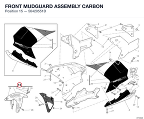 FRONT MUDGUARD ASSEMBLY CARBON 56420551D diagram position