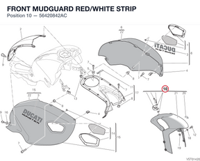 FRONT MUDGUARD RED/WHITE STRIP 56420842AC diagram position