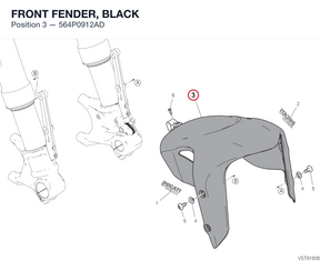 FRONT FENDER, BLACK 564P0912AD diagram position