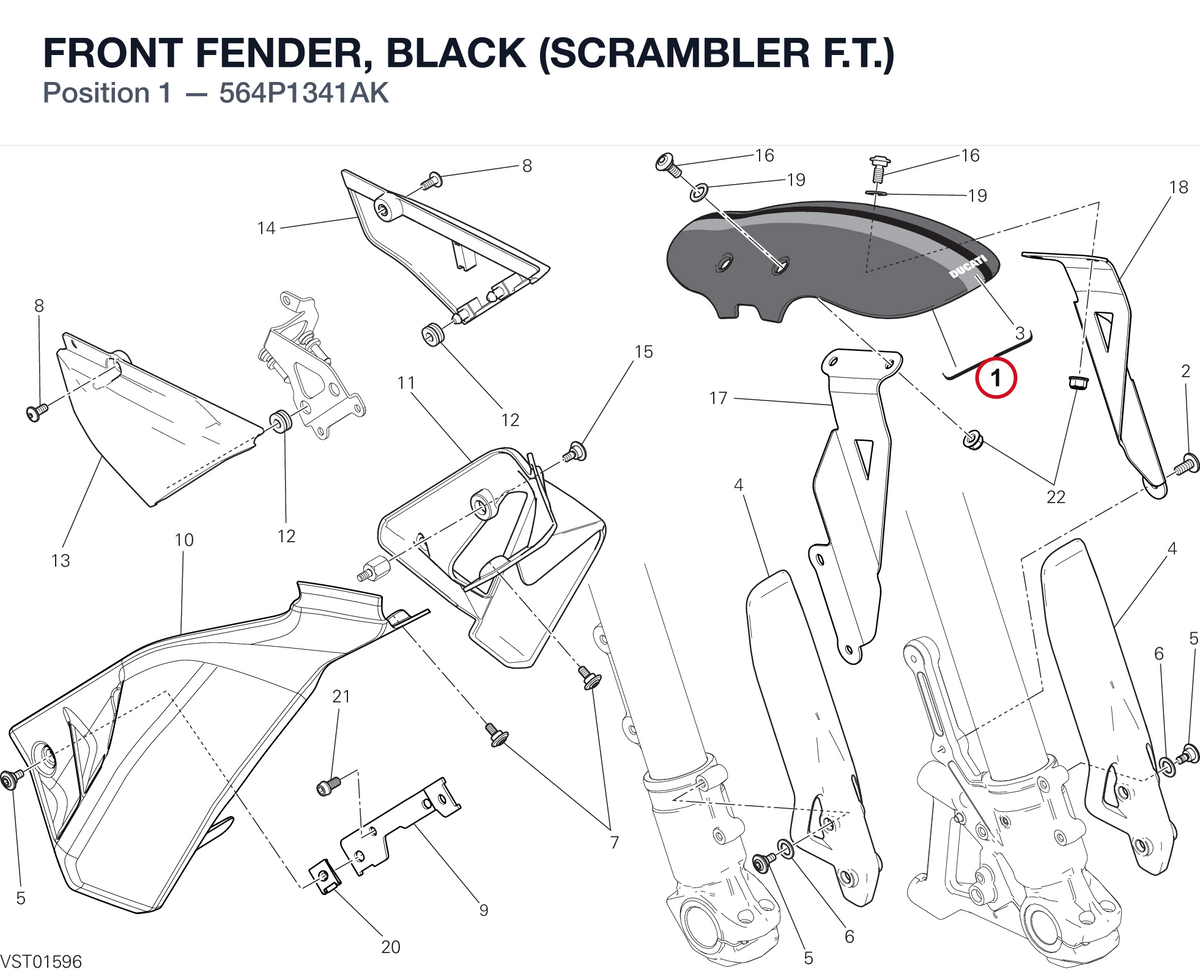 FRONT FENDER, BLACK (SCRAMBLER F.T.) 564P1341AK diagram position