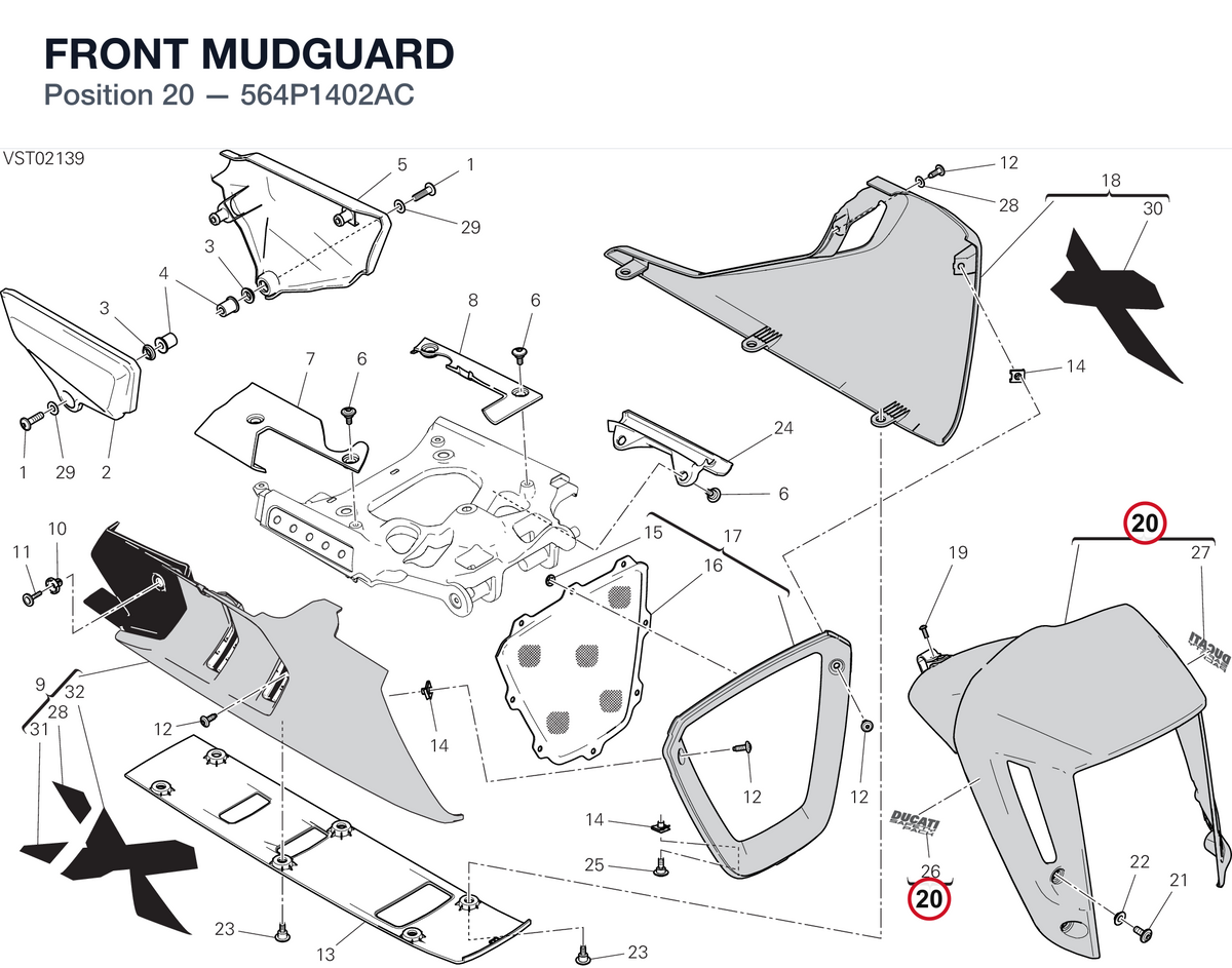 FRONT MUDGUARD 564P1402AC diagram position