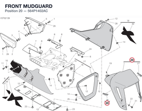 FRONT MUDGUARD 564P1402AC diagram position