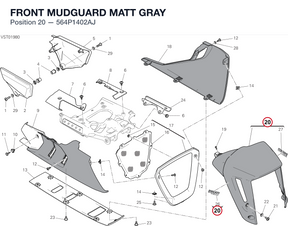 FRONT MUDGUARD MATT GRAY 564P1402AJ diagram position