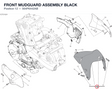 FRONT MUDGUARD ASSEMBLY BLACK 564P6442AB diagram position