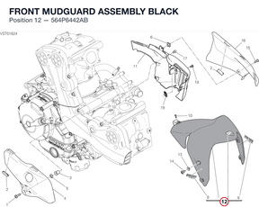 FRONT MUDGUARD ASSEMBLY BLACK 564P6442AB diagram position